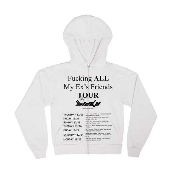 Sickö Ex's Tour Zip Up Hoodie (Egg Shell)