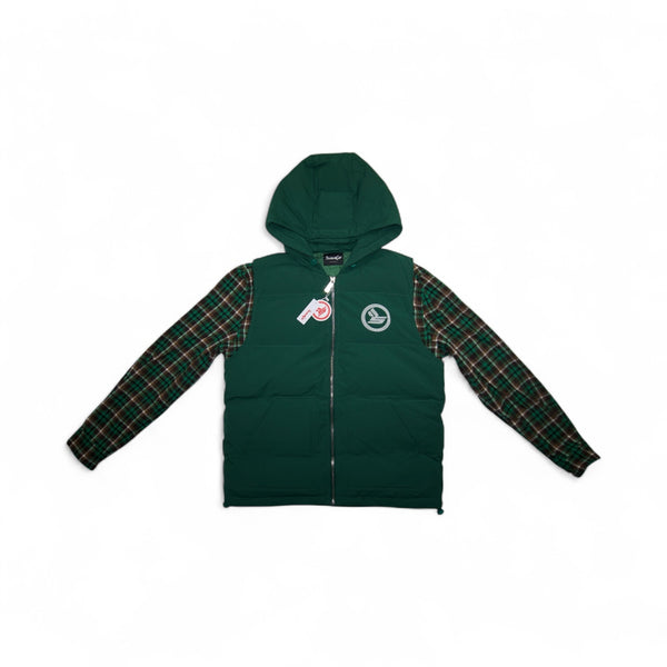 Hybrid Puffer Flannel Jacket (Forest Green)