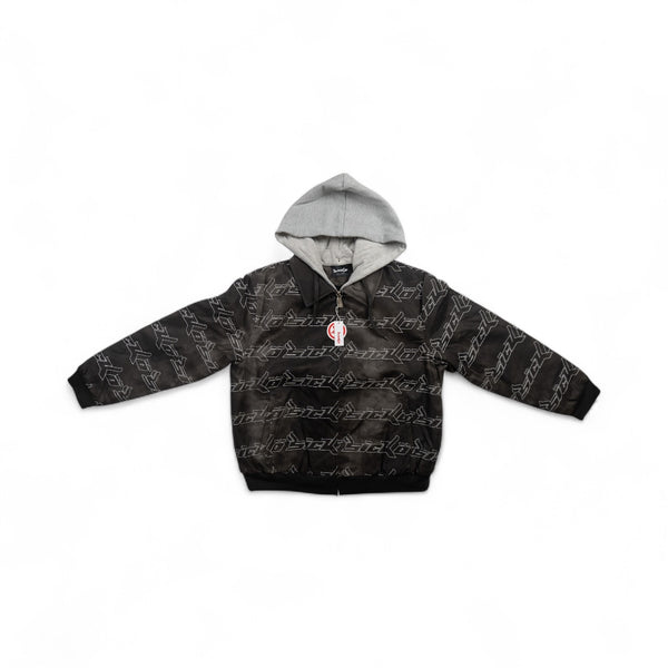 Repeater Logo Faux Leather Jacket (Black)