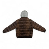 Repeater Logo Faux Leather Jacket (Brown)